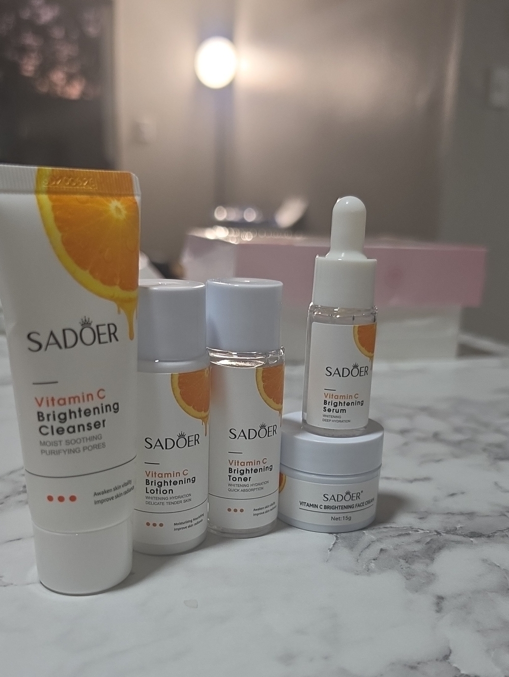 Vitamin C Brightening Cleanser & Serum Set — White & Orange